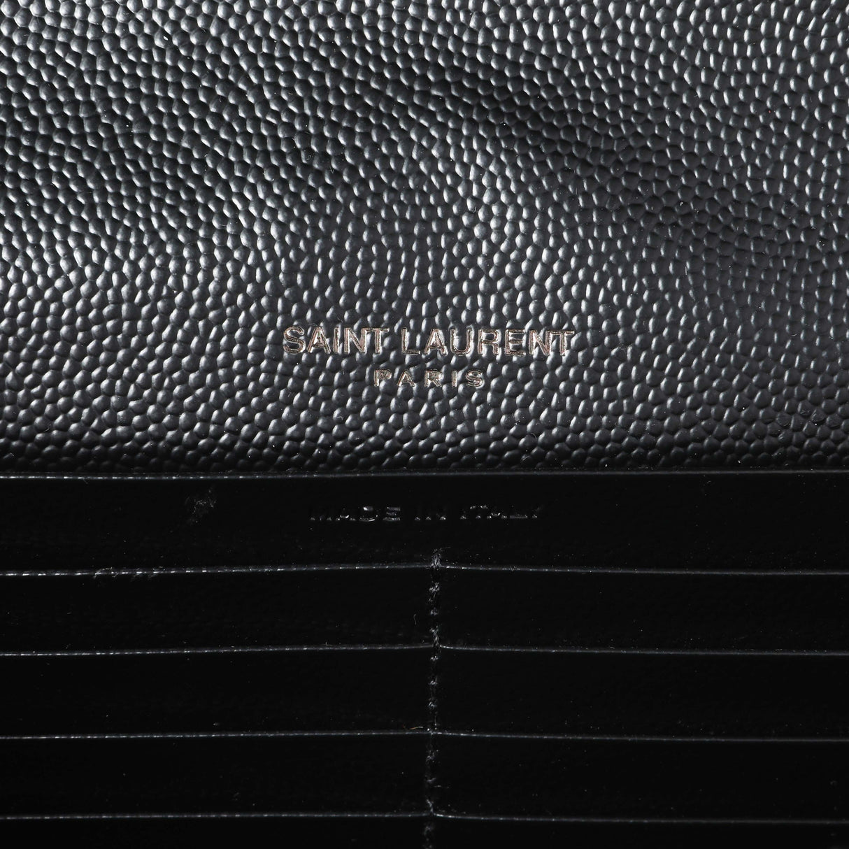 Saint Laurent Black Grain De Poudre Matelasse Chevron Monogram Chain Wallet Handbags Saint Laurent