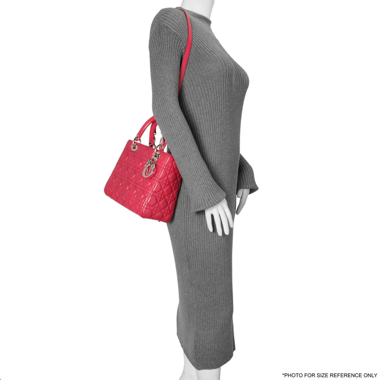 Christian Dior Fuchsia Lambskin Cannage Medium Lady Dior Handbags Christian Dior