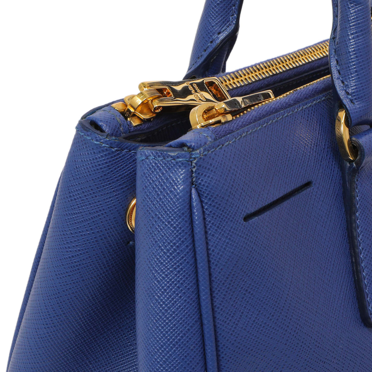 Prada Blue Saffiano Small Galleria Double Zip Tote Handbags Prada