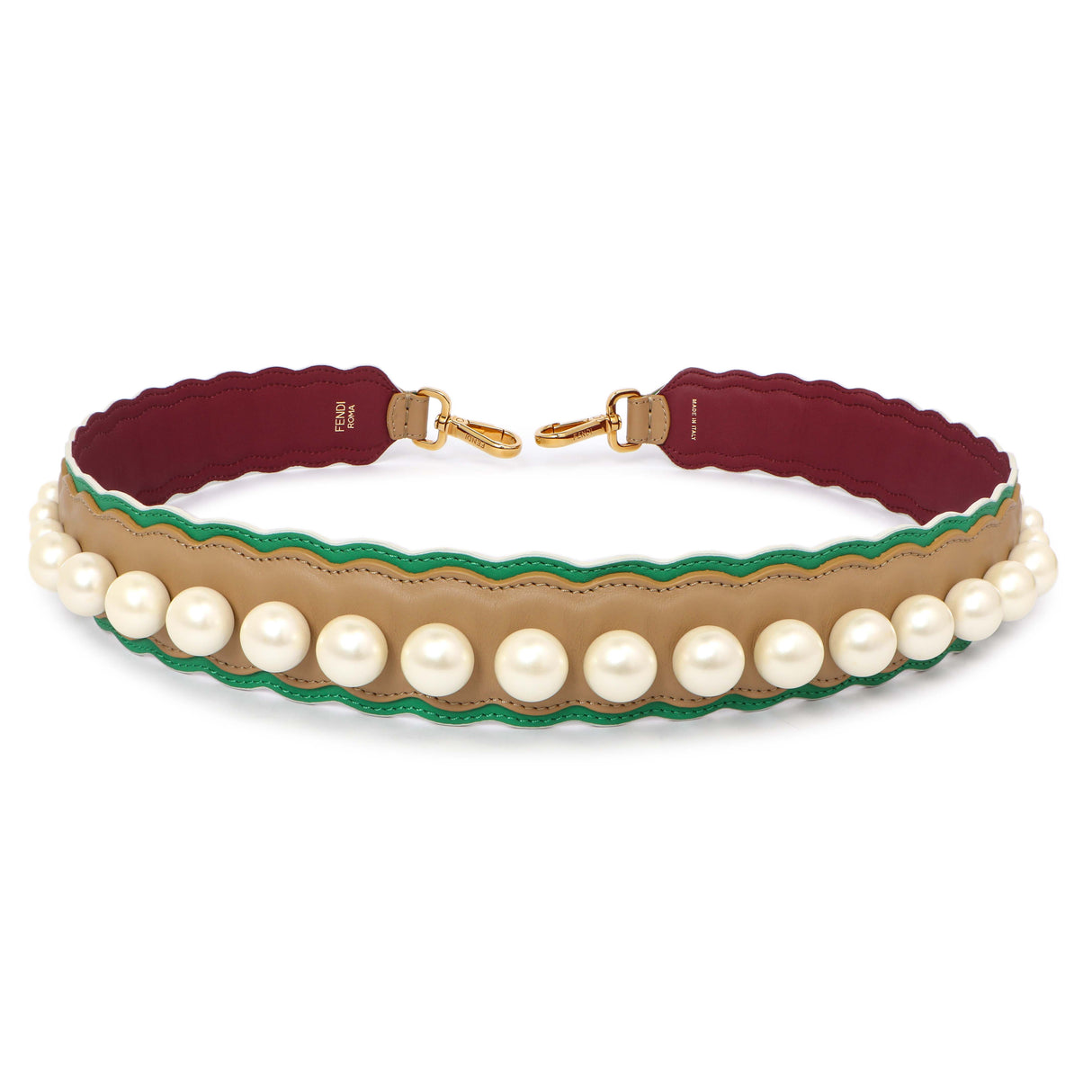 Fendi Calfskin Pearl Embellished Strap You Accessories Fendi