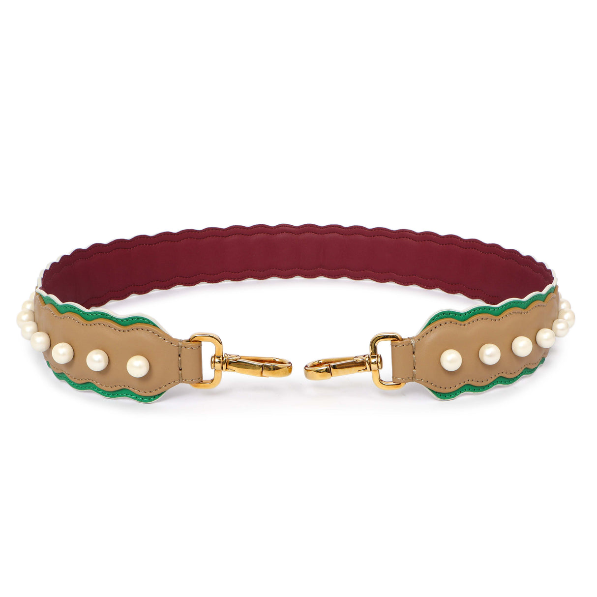 Fendi Calfskin Pearl Embellished Strap You Accessories Fendi