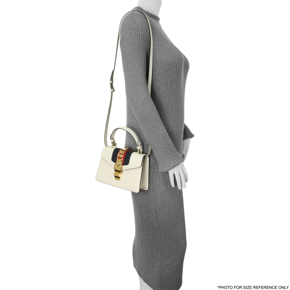 Gucci White Calfskin Mini Sylvie Top Handle Bag Handbags Gucci