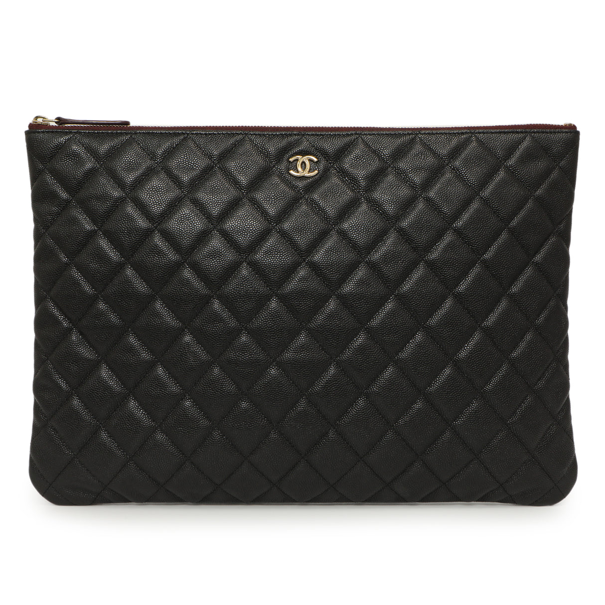 Chanel Black Quilted Caviar Large Cosmetic Case Handbags Chanel