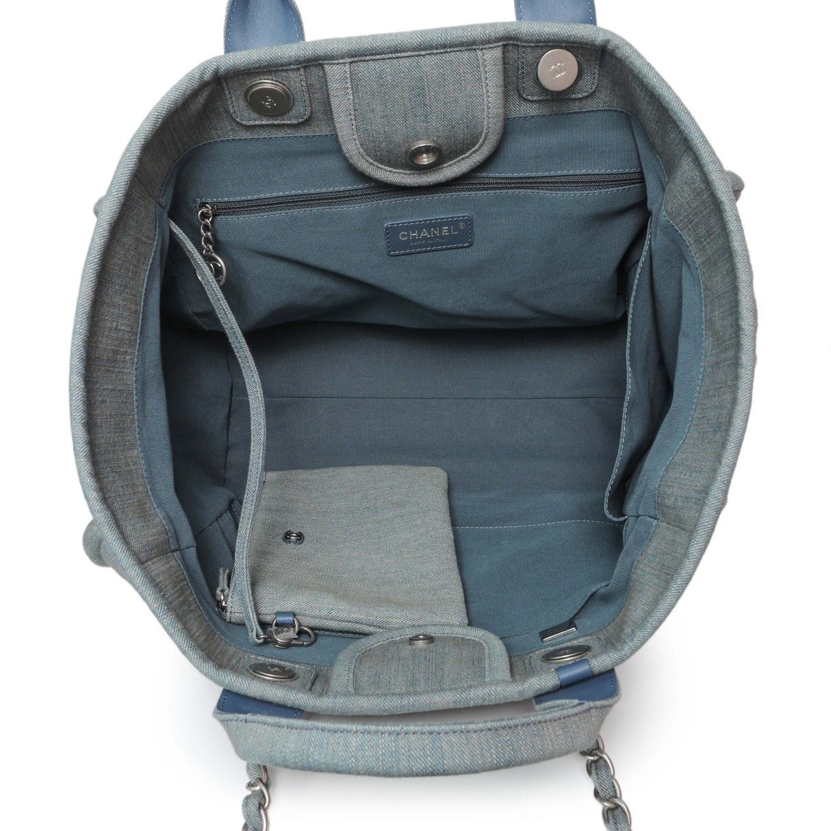 Chanel Blue Denim Medium Deauville Tote Handbags Chanel