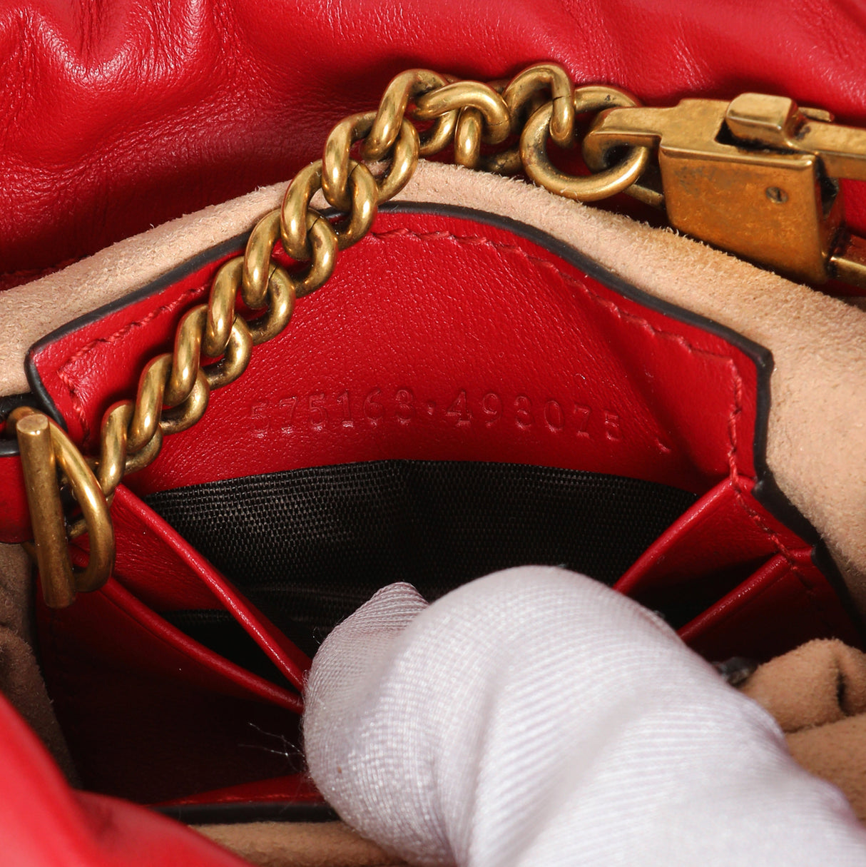 Gucci Red Calfskin Matelasse Mini GG Marmont Bucket Handbags Gucci
