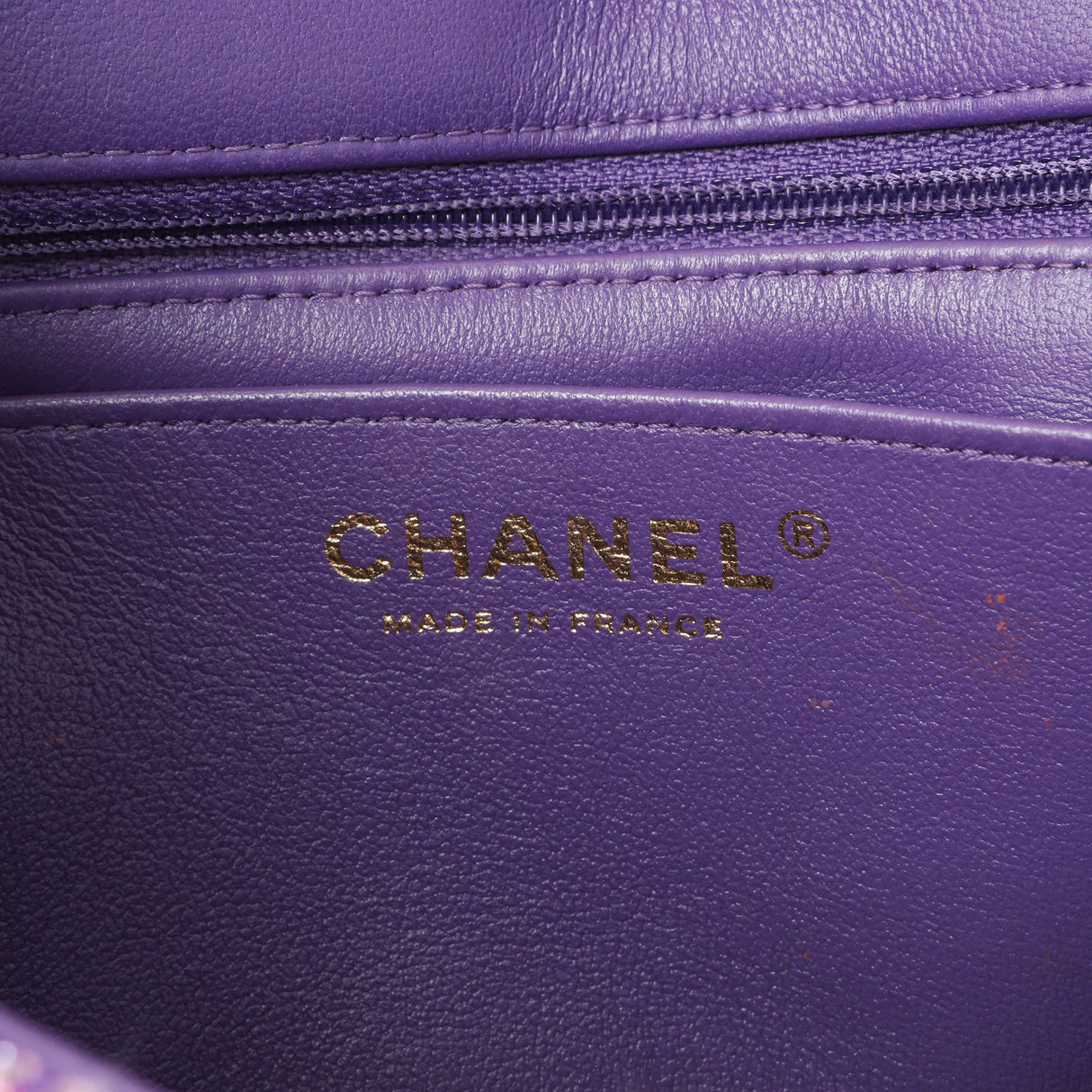 Chanel Purple Tweed Sequin Mini Rectangular Flap Handbags Chanel