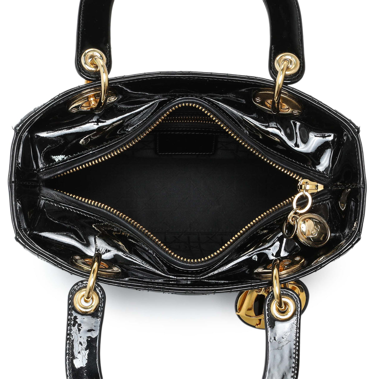 Christian Dior Patent Cannage Medium Lady Dior Handbags Christian Dior
