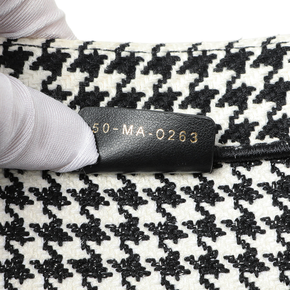 Christian Dior Black White Houndstooth Canvas Medium Book Tote Handbags Christian Dior