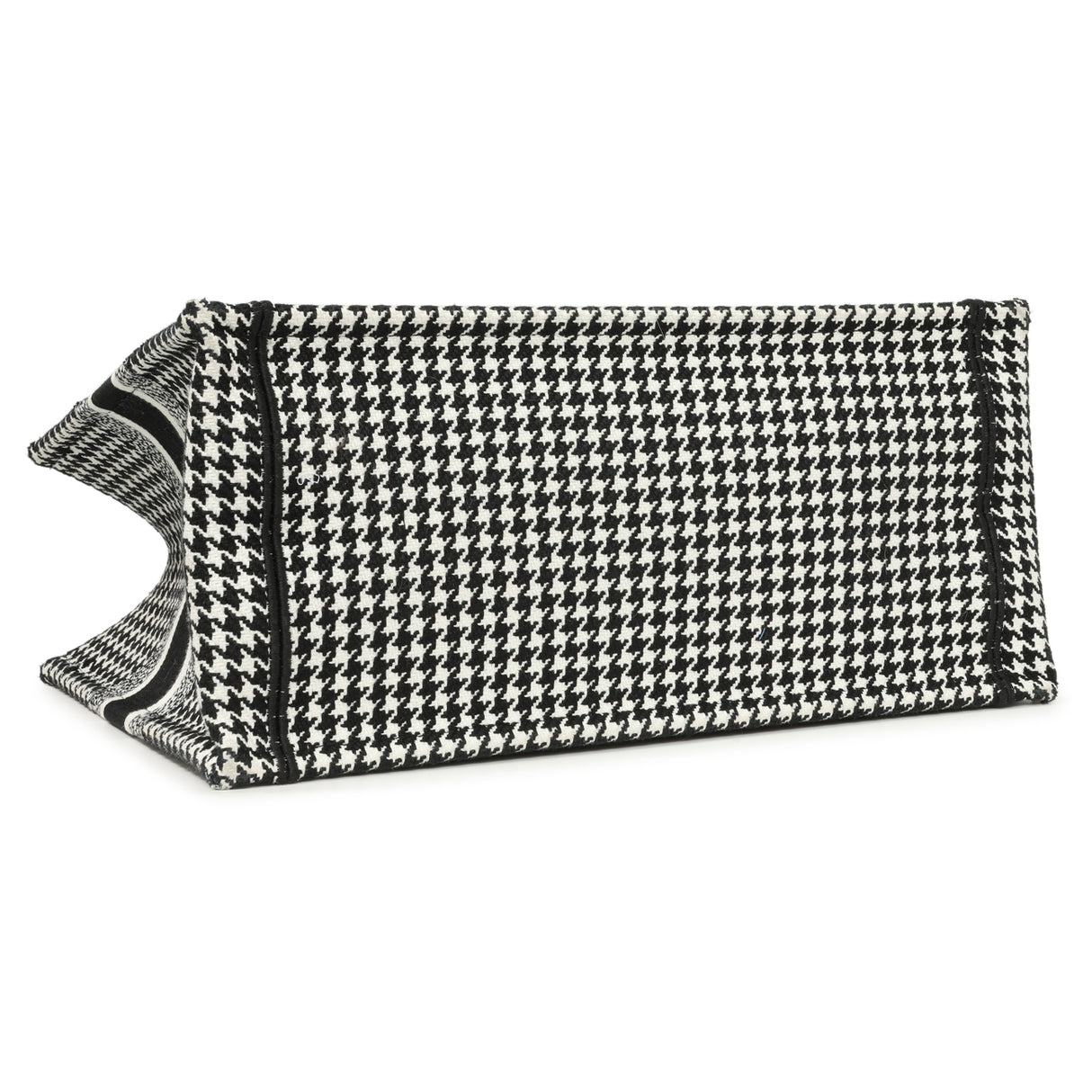 Christian Dior Black White Houndstooth Canvas Medium Book Tote Handbags Christian Dior