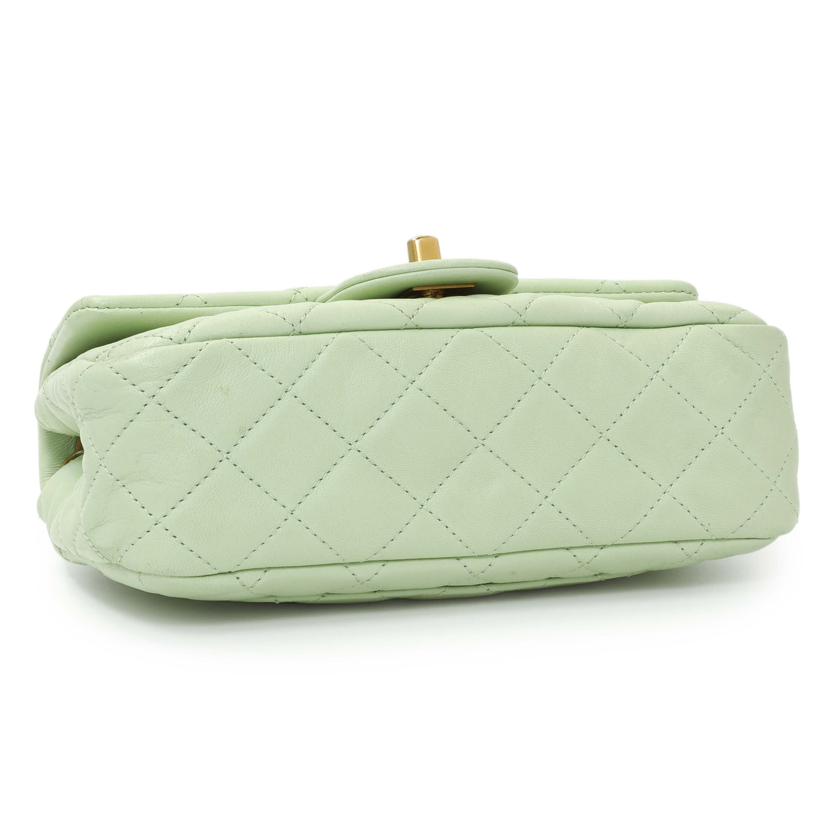 Chanel Green Quilted Lambskin Mini Pearl Crush Rectangular Flap Handbags Chanel