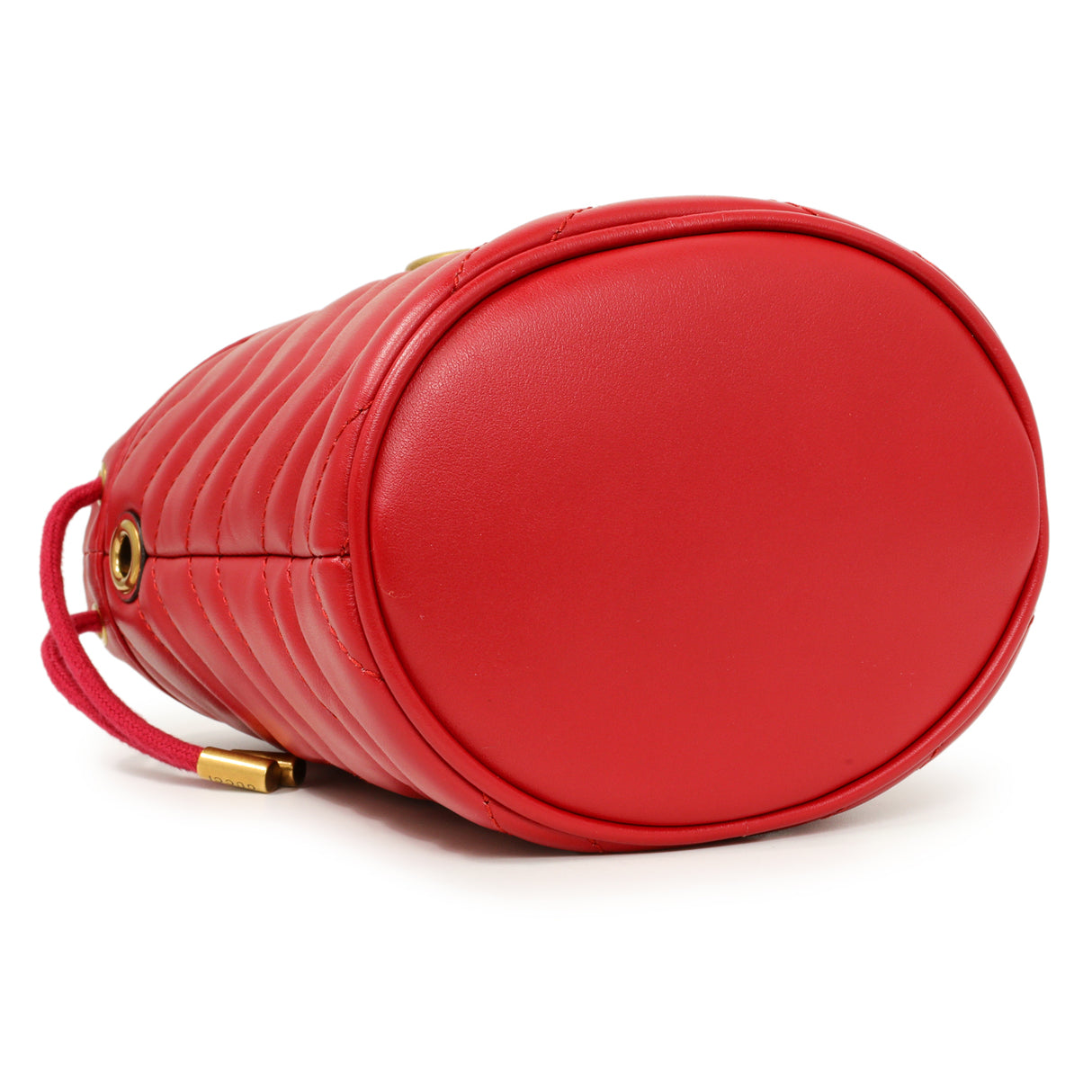 Gucci Red Calfskin Matelasse Mini GG Marmont Bucket Handbags Gucci