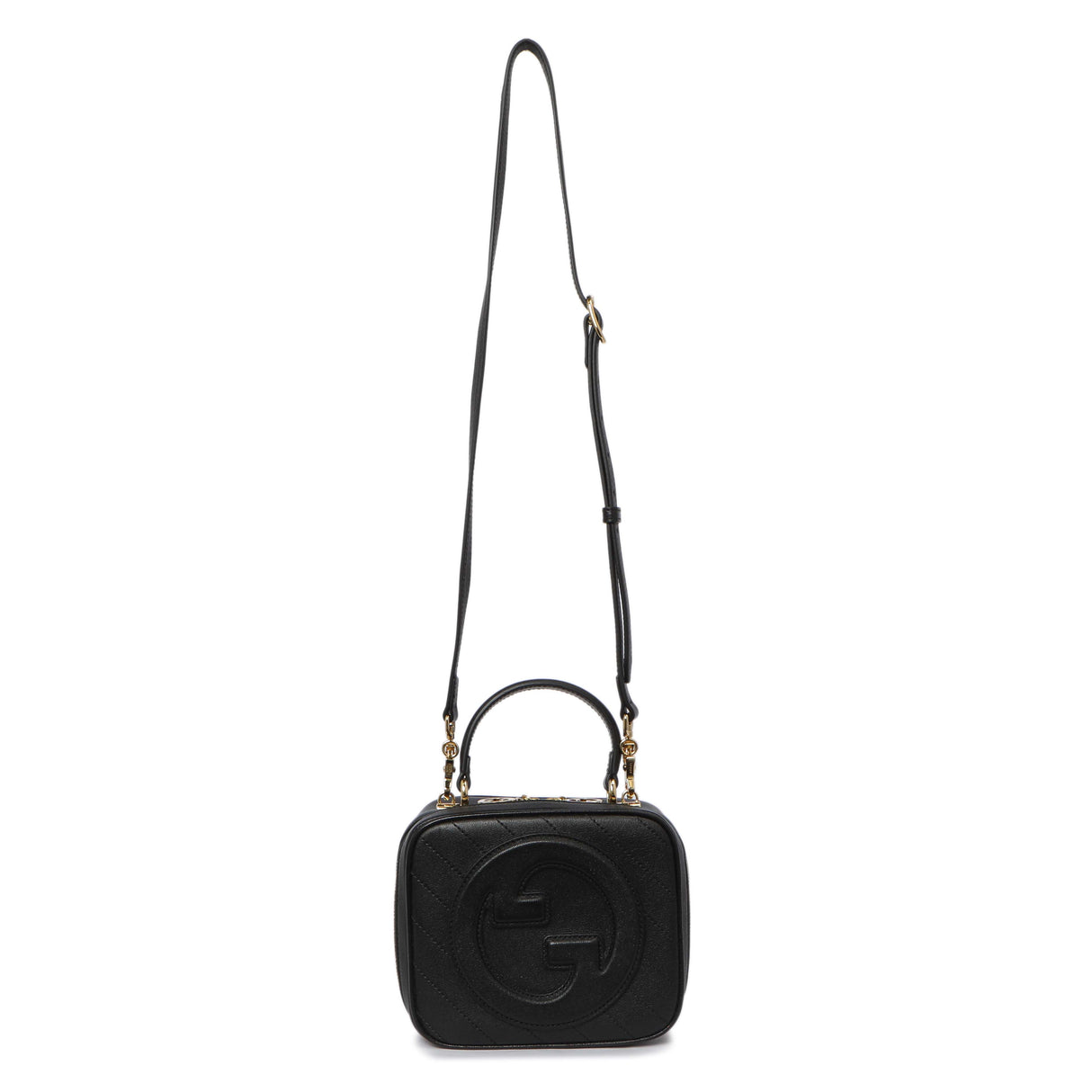 Gucci Black Calfskin Diagonal Stitched Blondie Top Handle Handbags Gucci