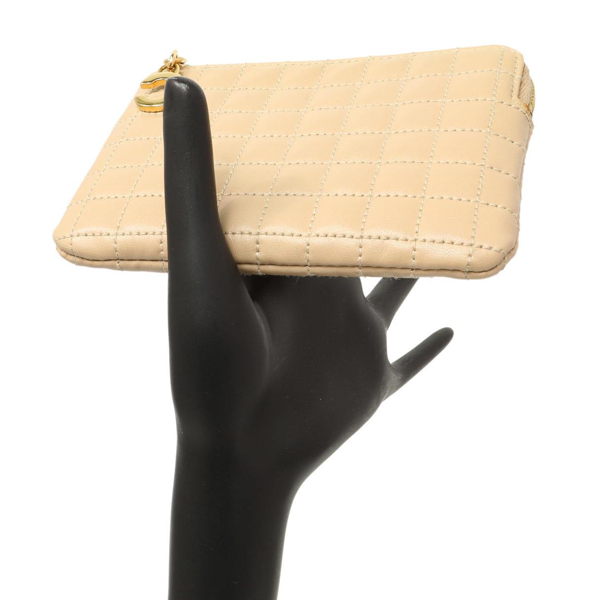 Celine Nude Calfskin Quilted C Charm Coin Card Pouch Accessories Celine