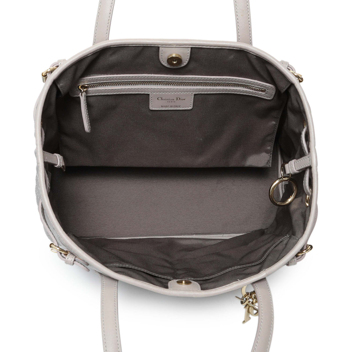 Christian Dior Grey Coated Canvas Cannage Small Panarea Tote Handbags Christian Dior