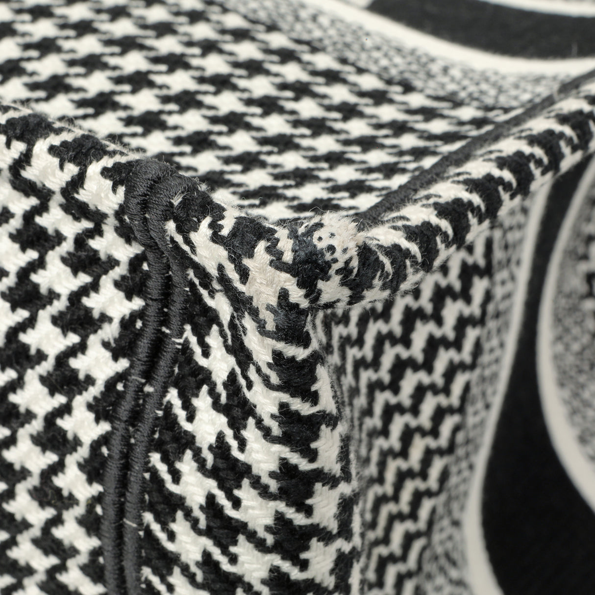 Christian Dior Black White Houndstooth Canvas Medium Book Tote Handbags Christian Dior