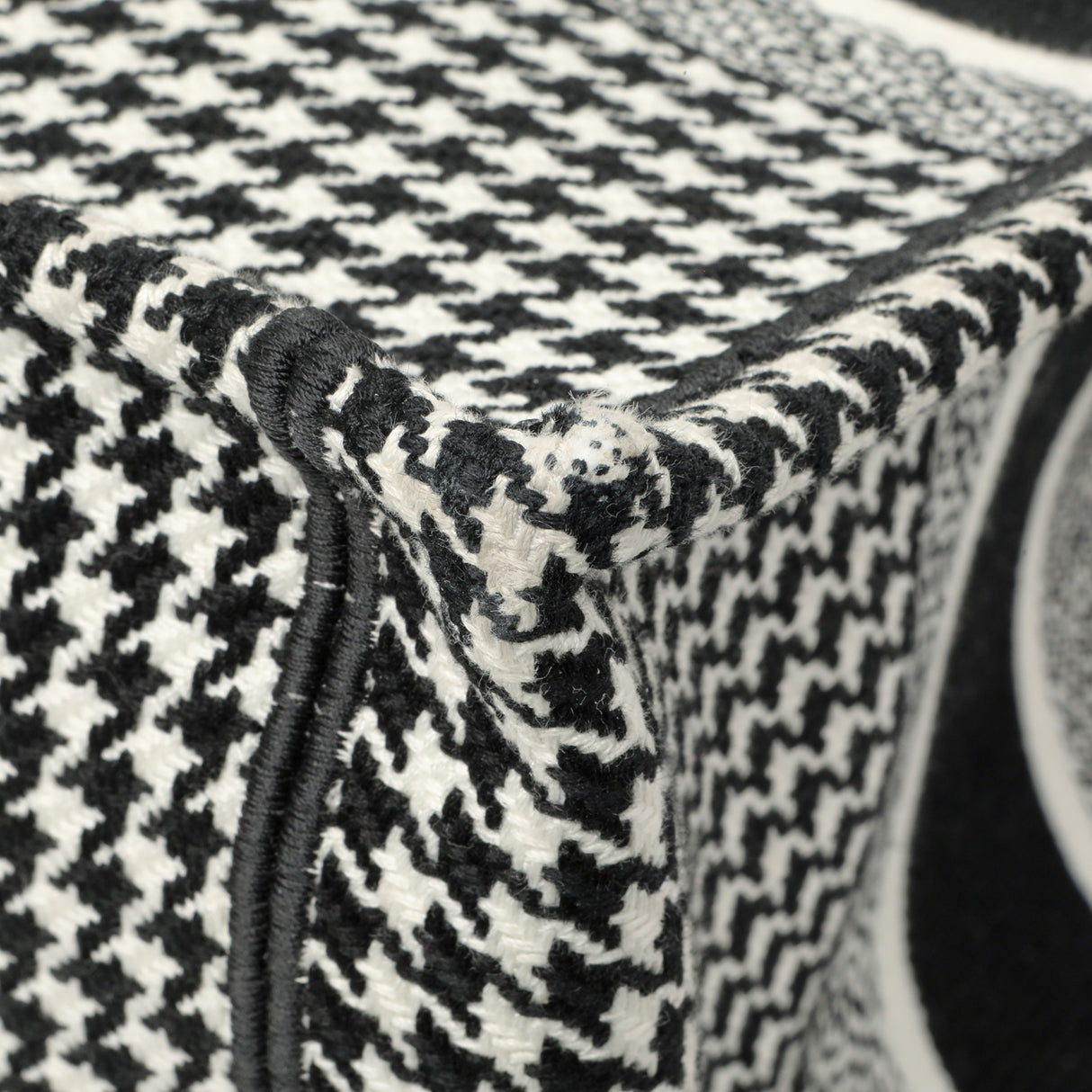 Christian Dior Black White Houndstooth Canvas Medium Book Tote Handbags Christian Dior