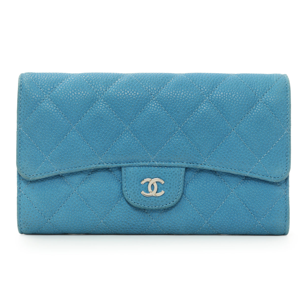 Chanel Blue Quilted Caviar Large Flap Wallet Accessories Chanel