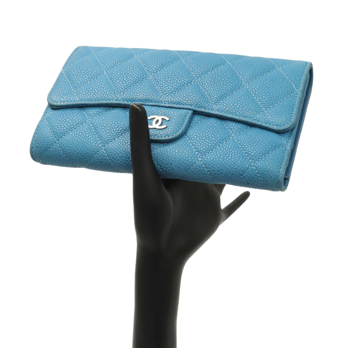 Chanel Blue Quilted Caviar Large Flap Wallet Accessories Chanel