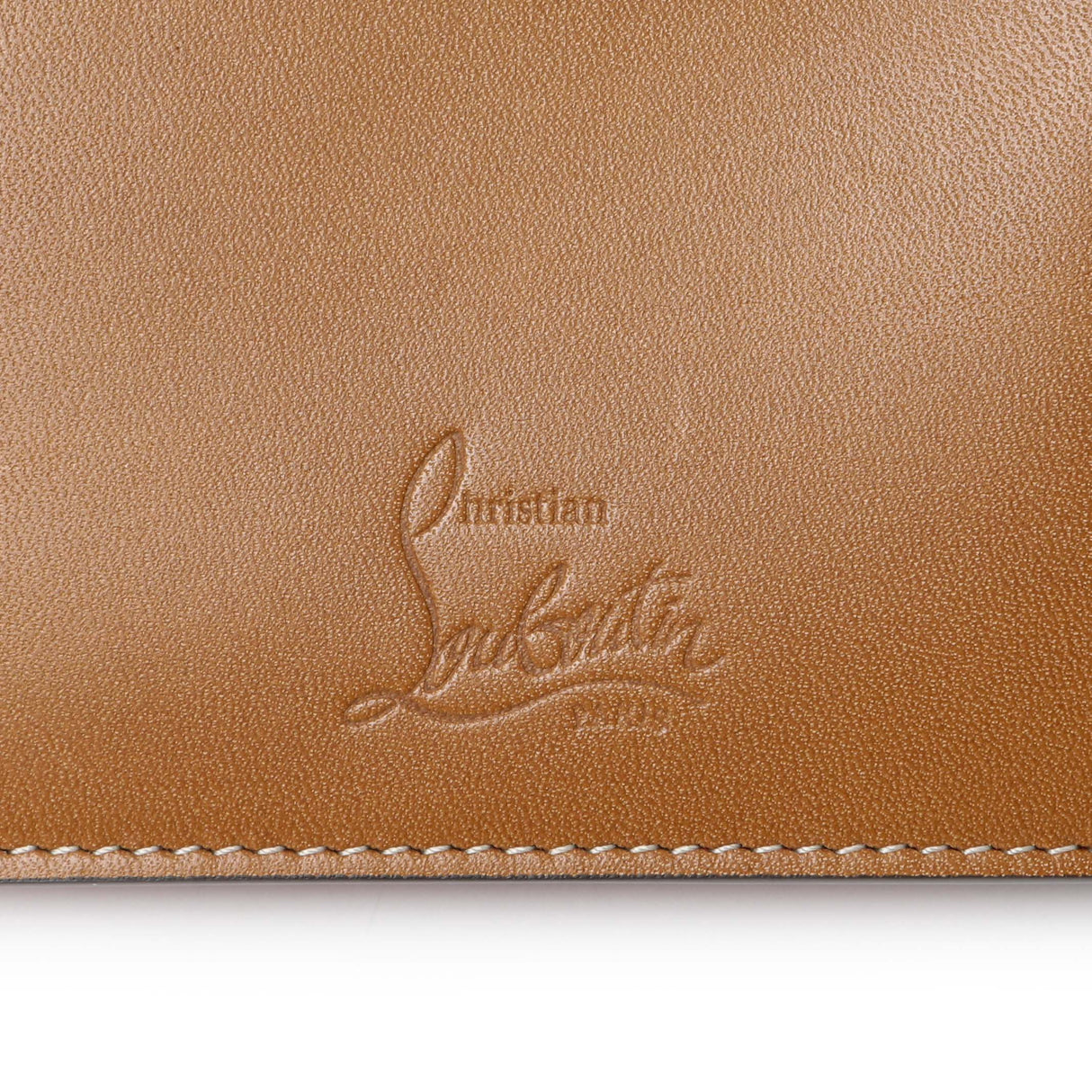 Christian Louboutin Tan Calfskin Spiked Bill Clip Wallet Accessories Christian Louboutin