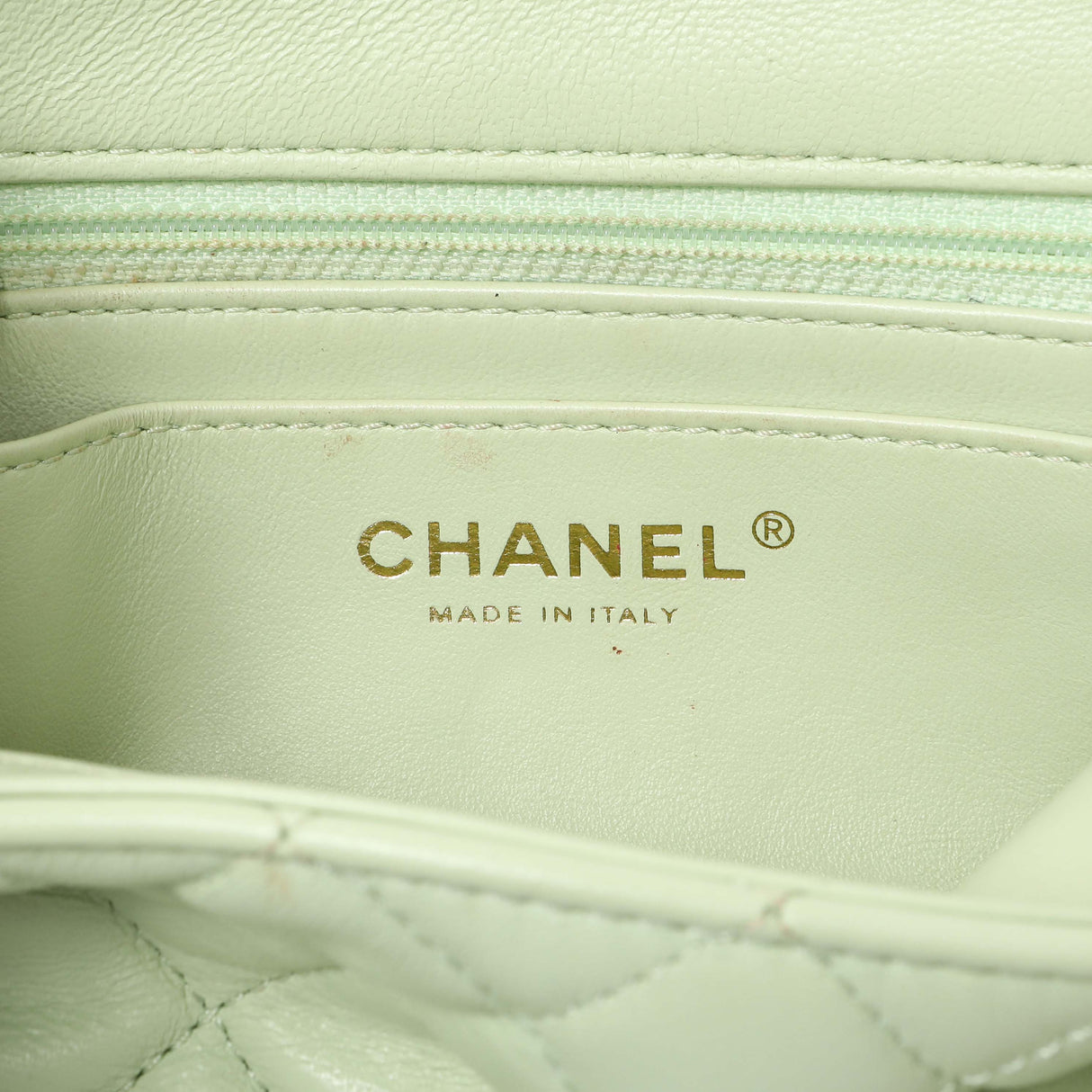 Chanel Green Quilted Lambskin Mini Pearl Crush Rectangular Flap Handbags Chanel