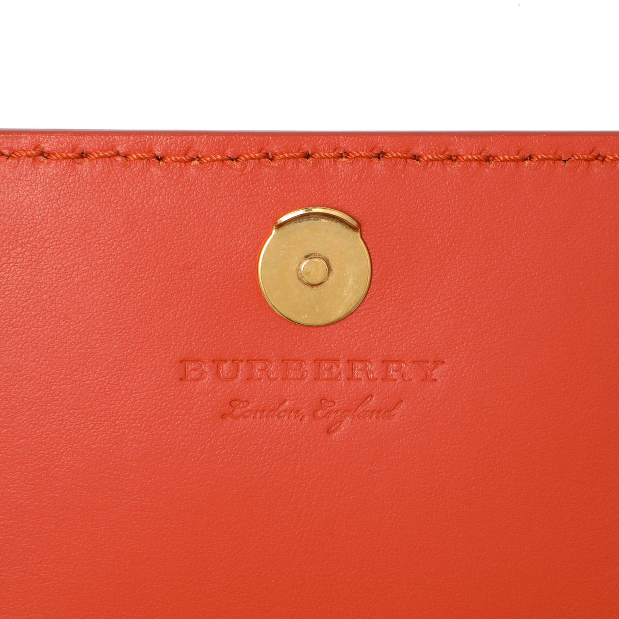 Burberry Orange Pebbled Leather Hampshire Wallet On Chain Handbags Burberry