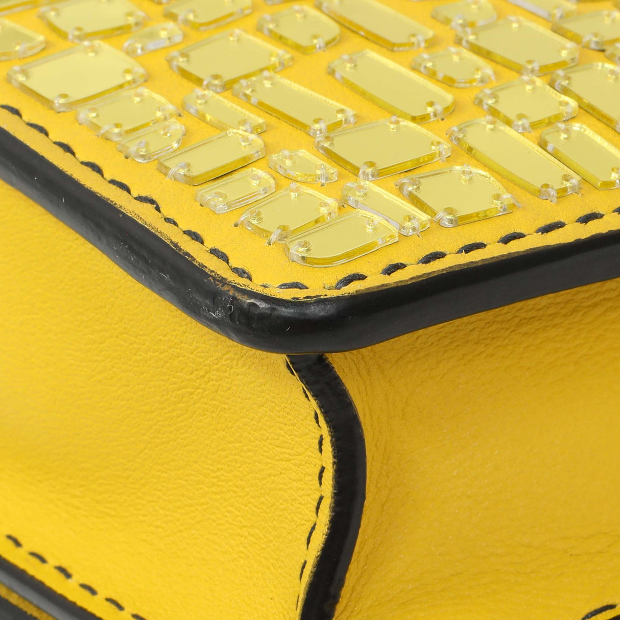 Christian Dior Yellow Suede Mosaic of Mirrors Mini J'Adior Chain Flap Handbags Christian Dior