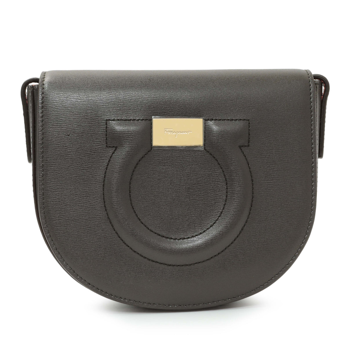 Salvatore Ferragamo Brown Calfskin Gancini Crossbody Handbags Salvatore Ferragamo