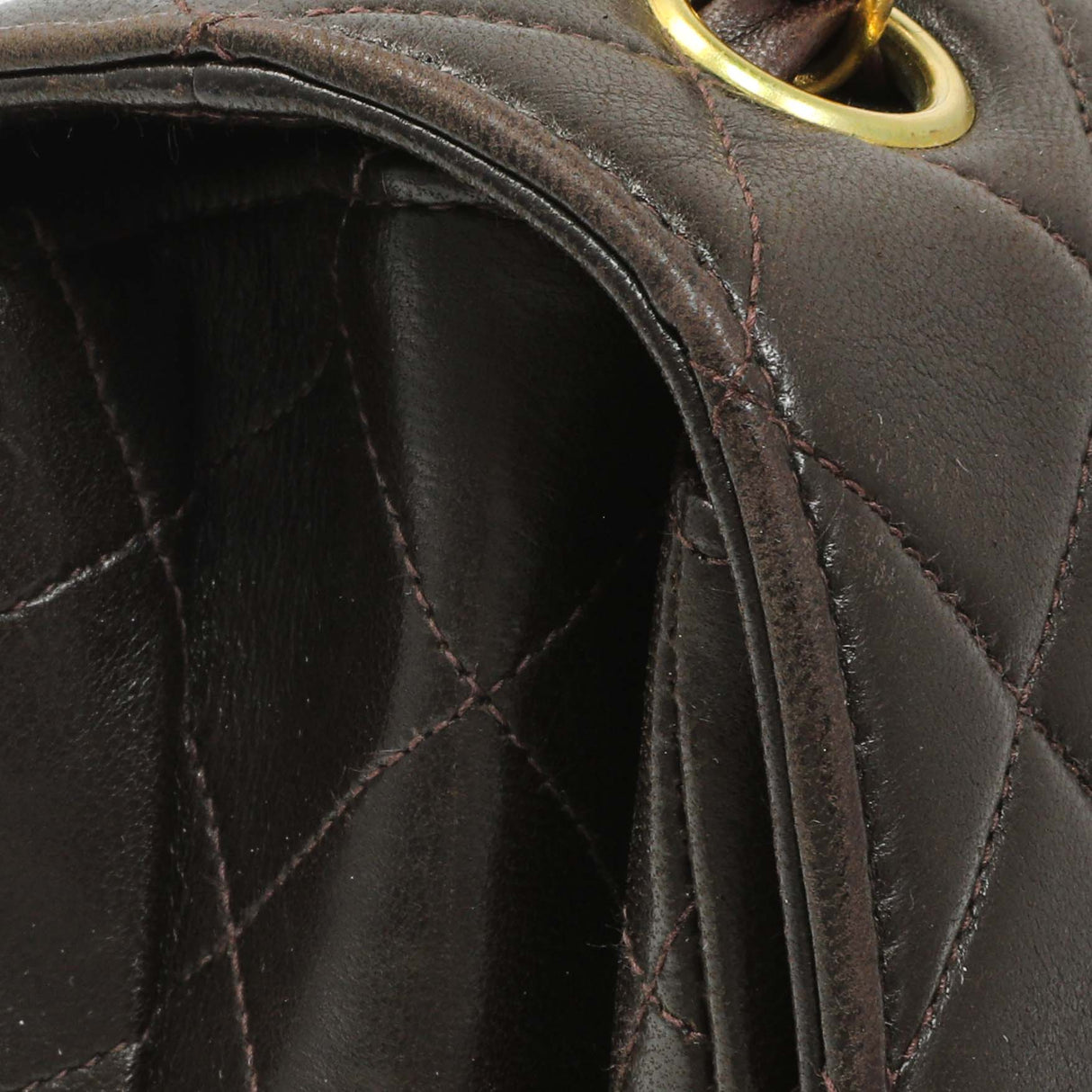 Chanel Brown Quilted Lambskin Vintage Double Sided Flap Handbags Chanel