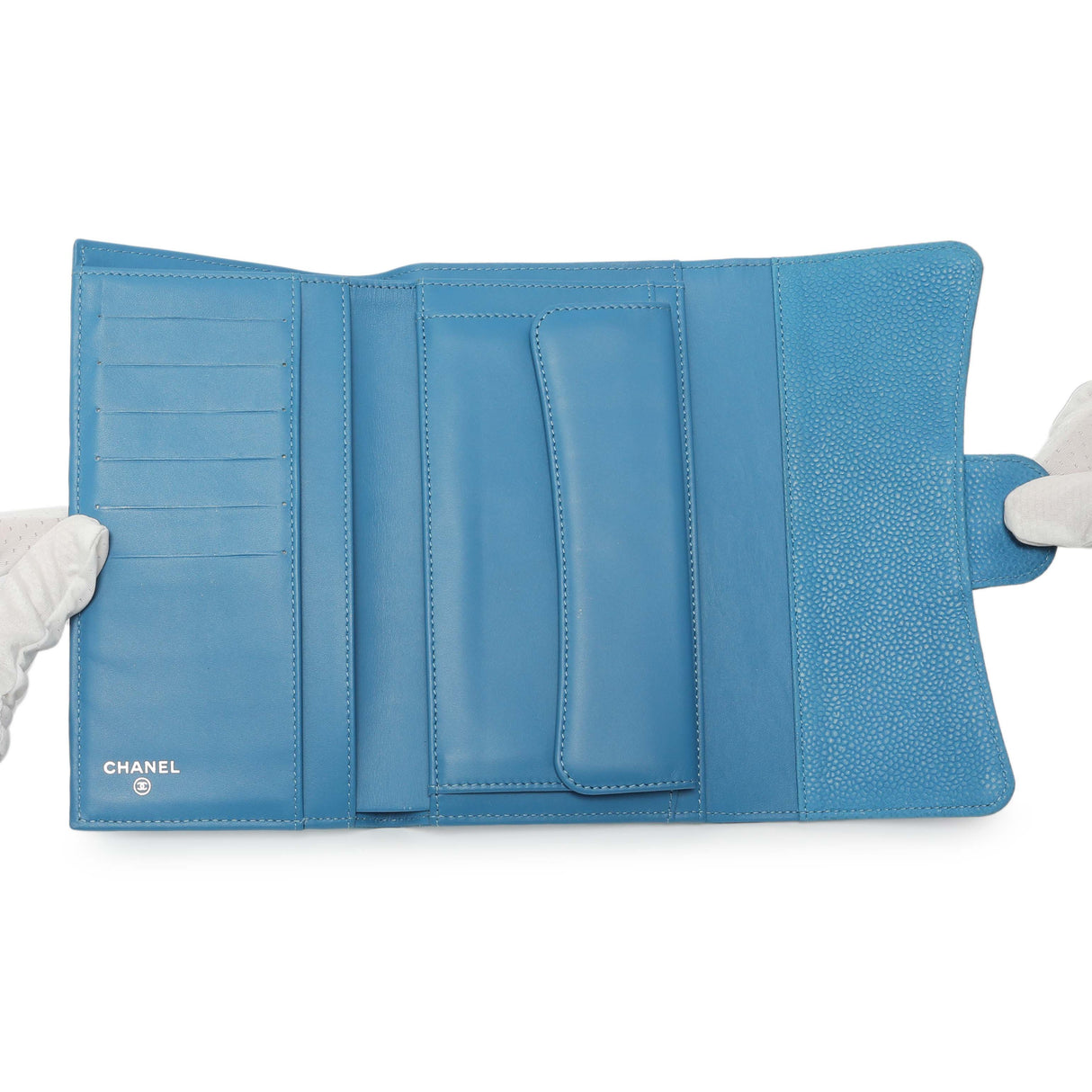 Chanel Blue Quilted Caviar Large Flap Wallet Accessories Chanel