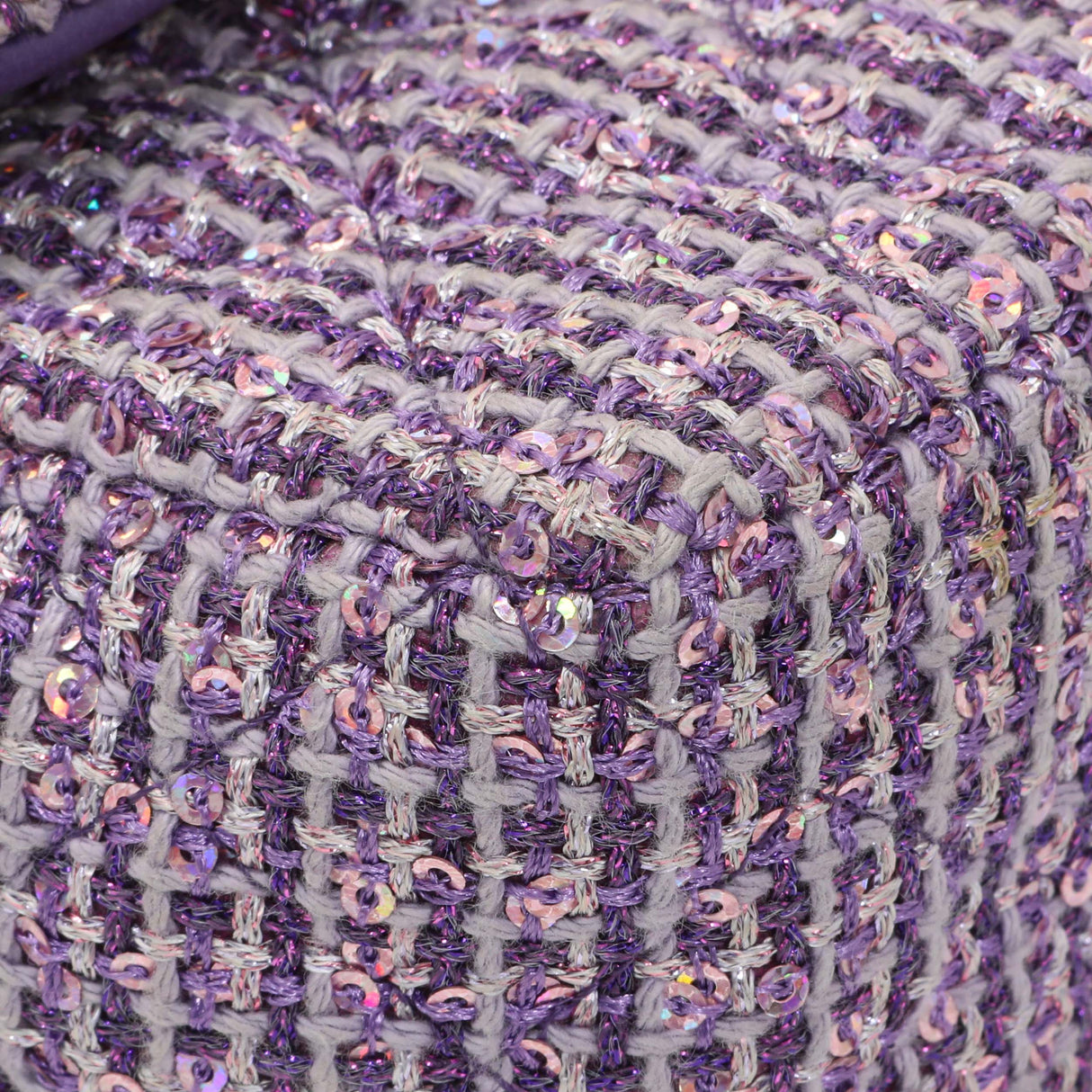 Chanel Purple Tweed Sequin Mini Rectangular Flap Handbags Chanel