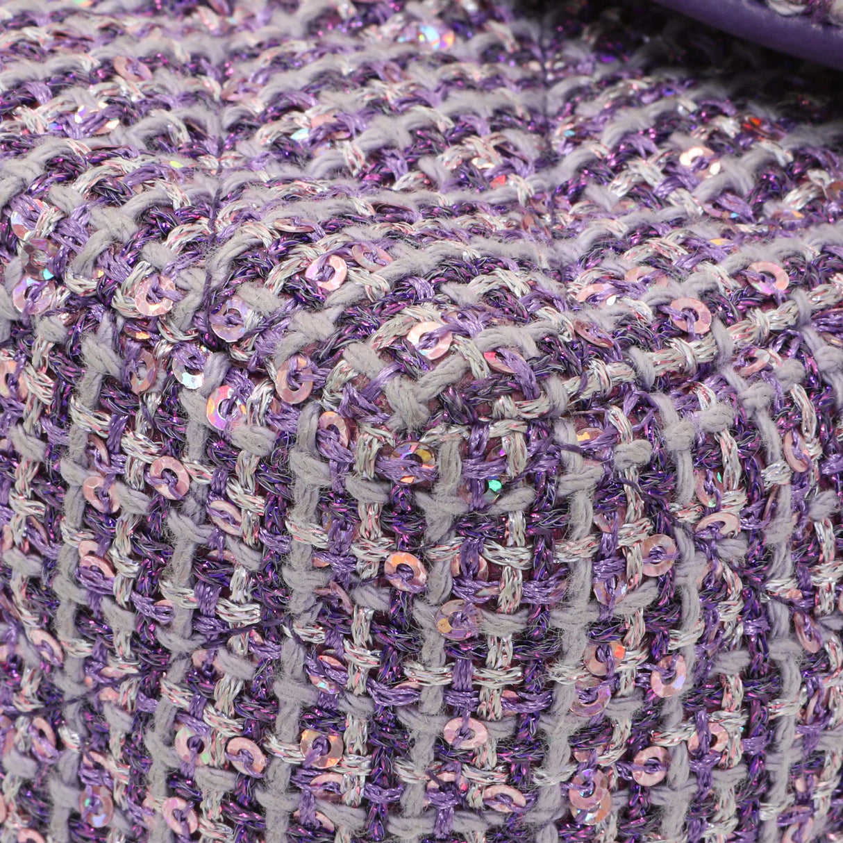 Chanel Purple Tweed Sequin Mini Rectangular Flap Handbags Chanel