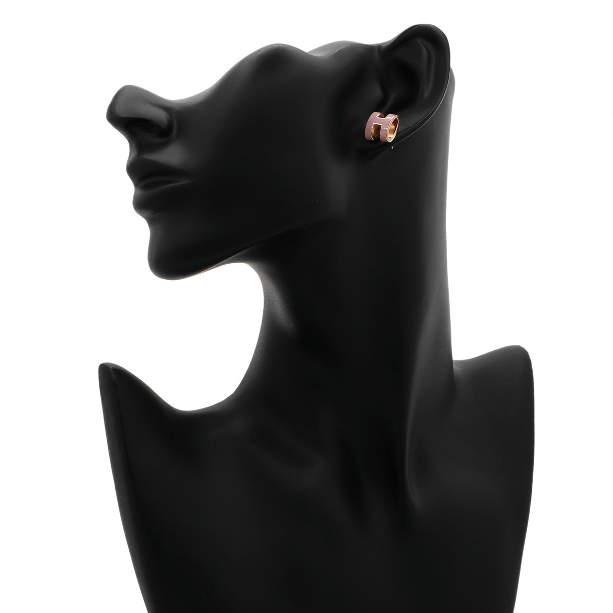 Hermes Rose Gold Pink Lacquer Pop H Earrings
