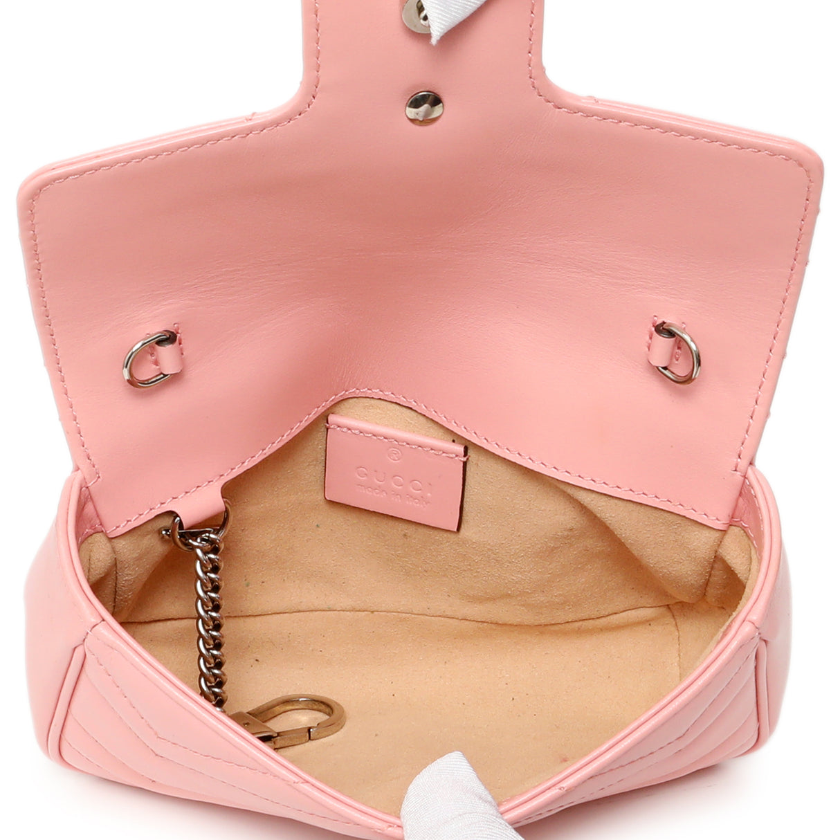 Gucci Pink Calfskin Matelasse Super Mini GG Marmont Handbags Gucci