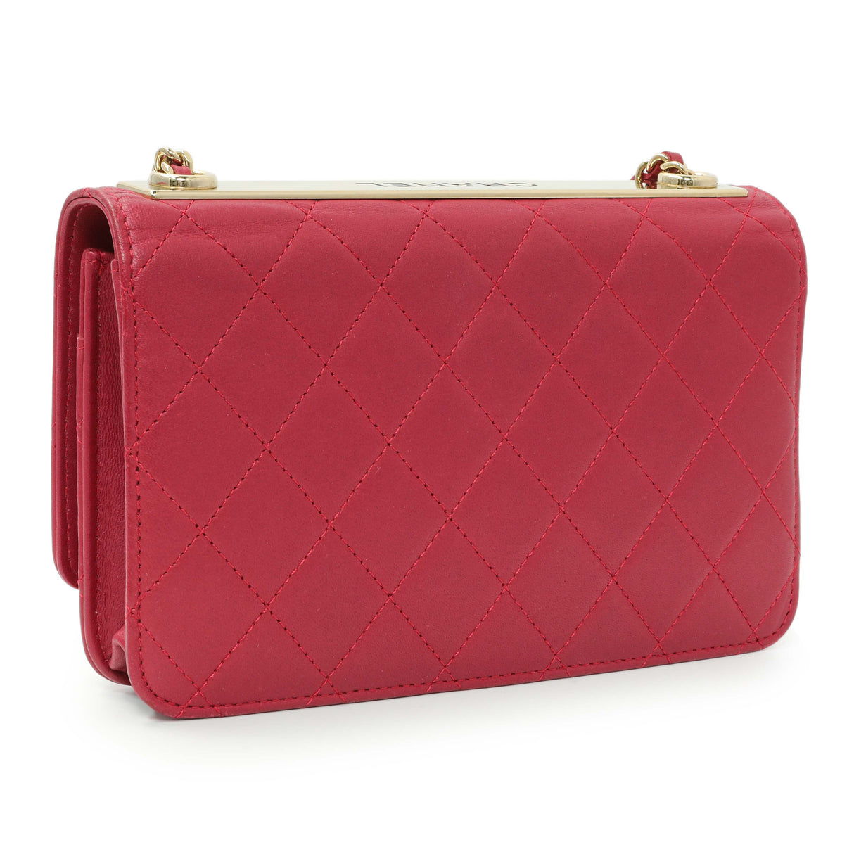 Chanel Dark Pink Quilted Lambskin Trendy CC Wallet On Chain Handbags Chanel