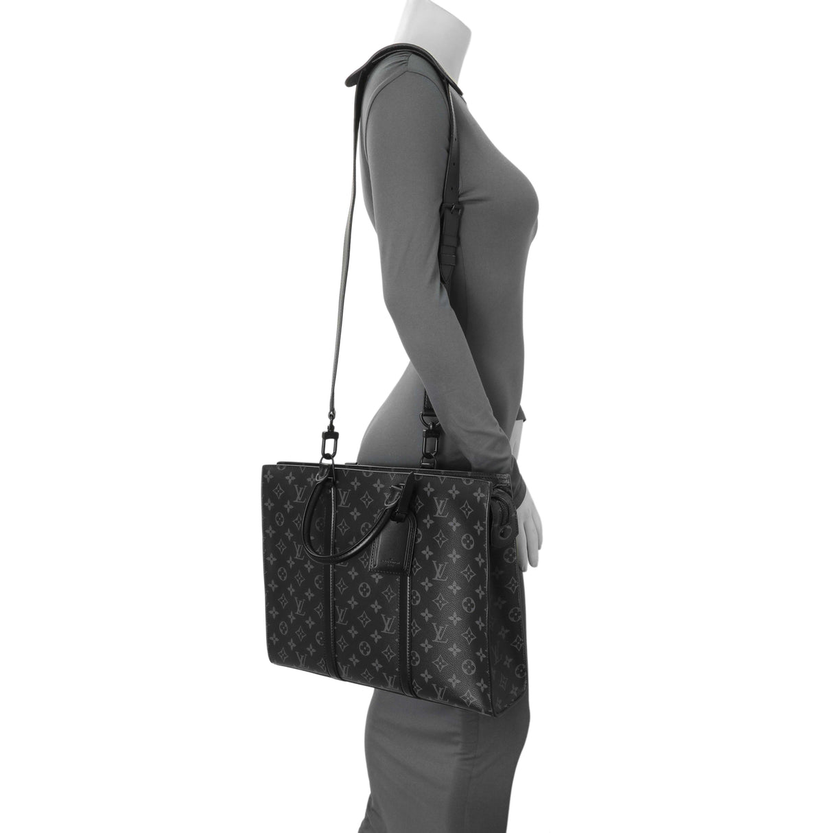 Louis Vuitton Monogram Eclipse Sac Plat Horizontal Zipper Handbags Louis Vuitton
