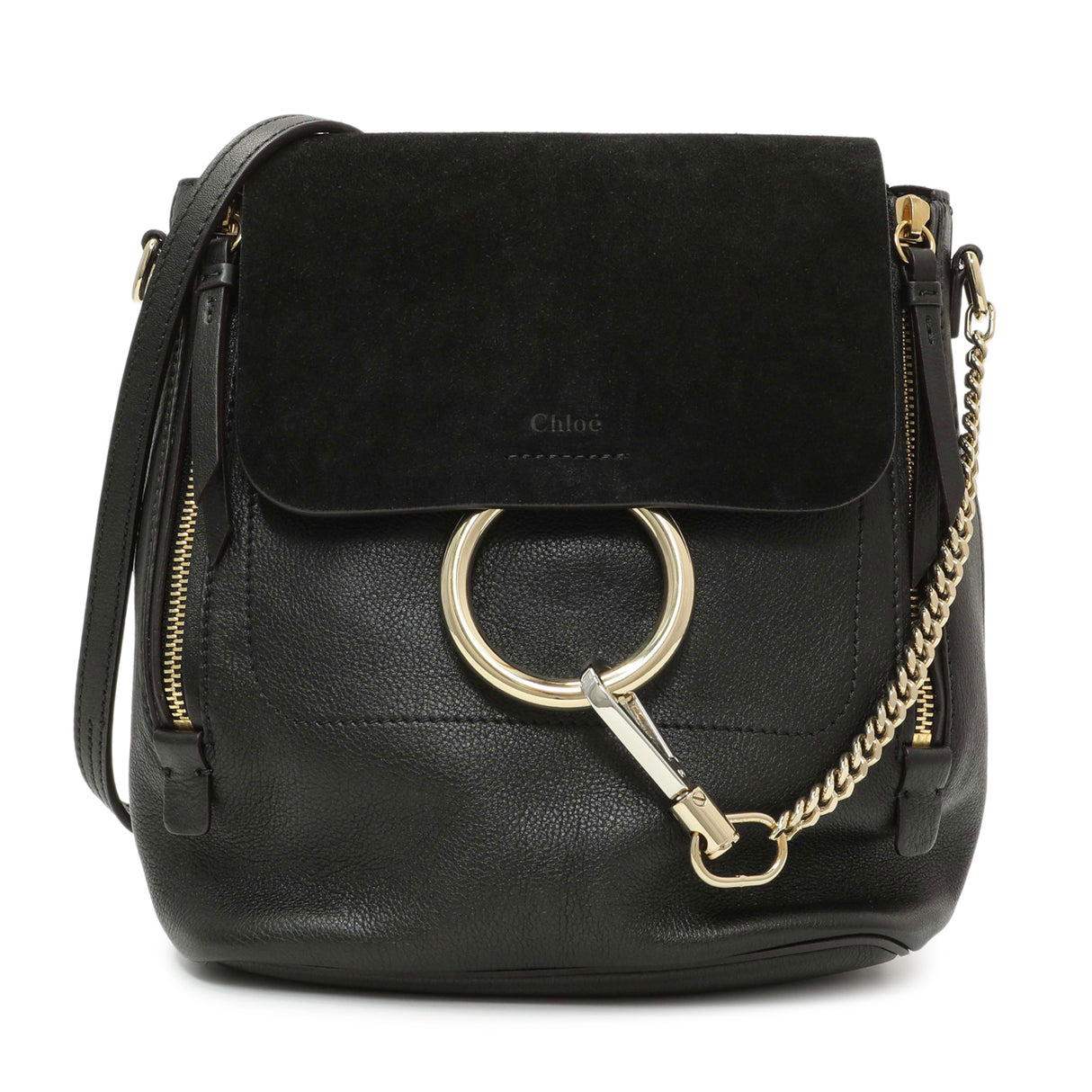 Chloe Black Suede Calfskin Small Faye Backpack Handbags Chloe
