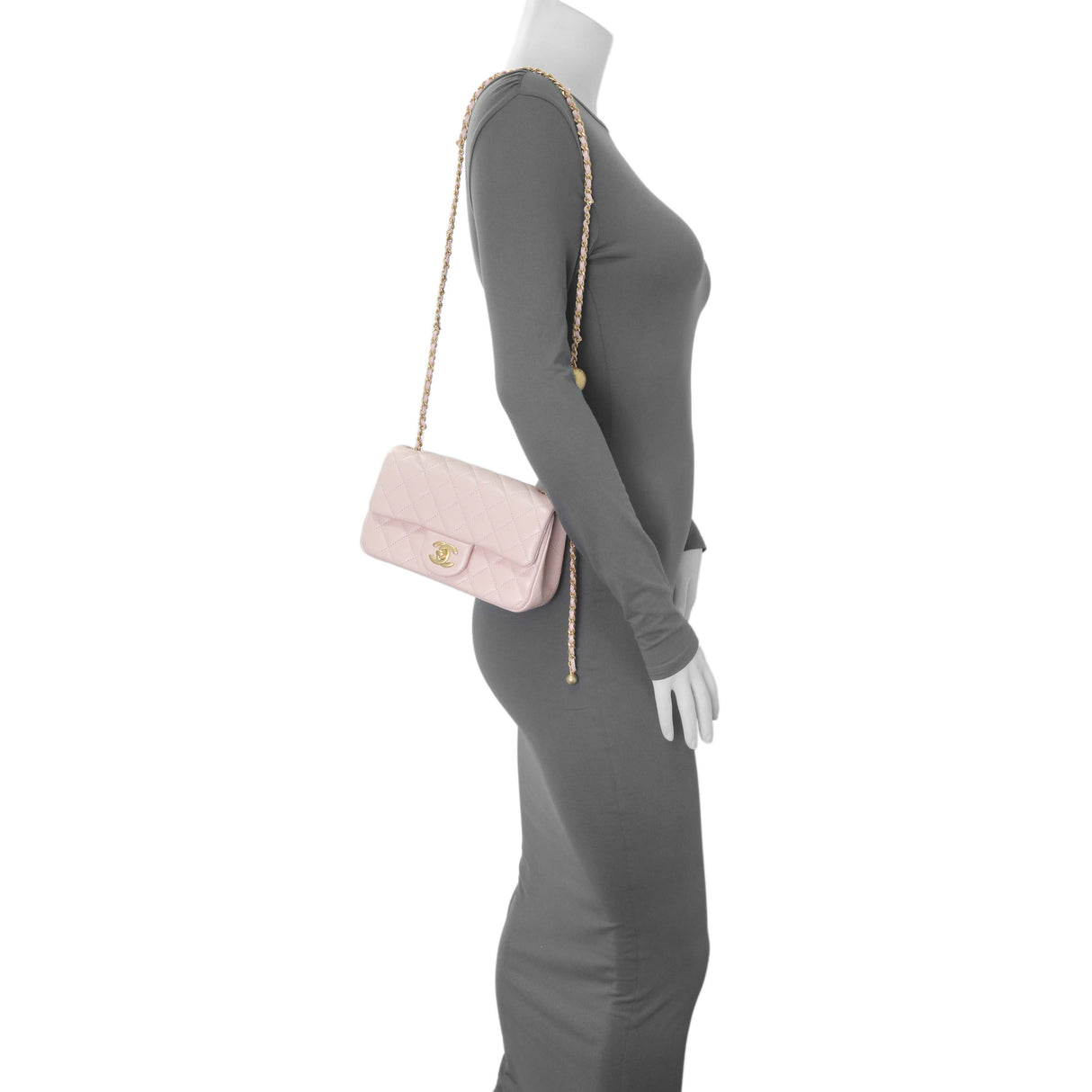 Chanel Light Pink Lambskin Rectangular Pearl Crush Handbags Chanel