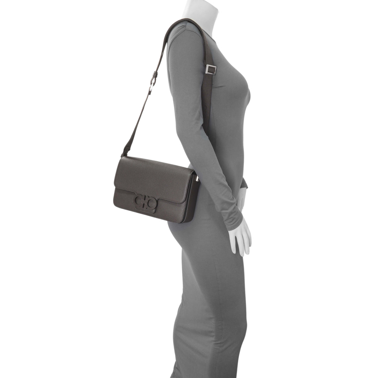 Ferragamo Brown Double Gancini Messenger Bag Handbags Salvatore Ferragamo