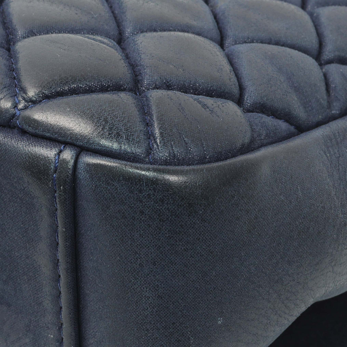 Chanel Blue Iridescent Calfskin Bubble Flap Handbags Chanel