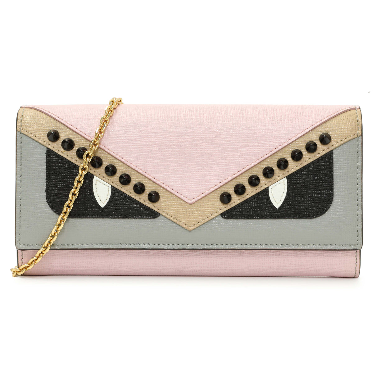 Fendi Vitello Elite Monster Eyes Studded Wallet on Chain Handbags Fendi