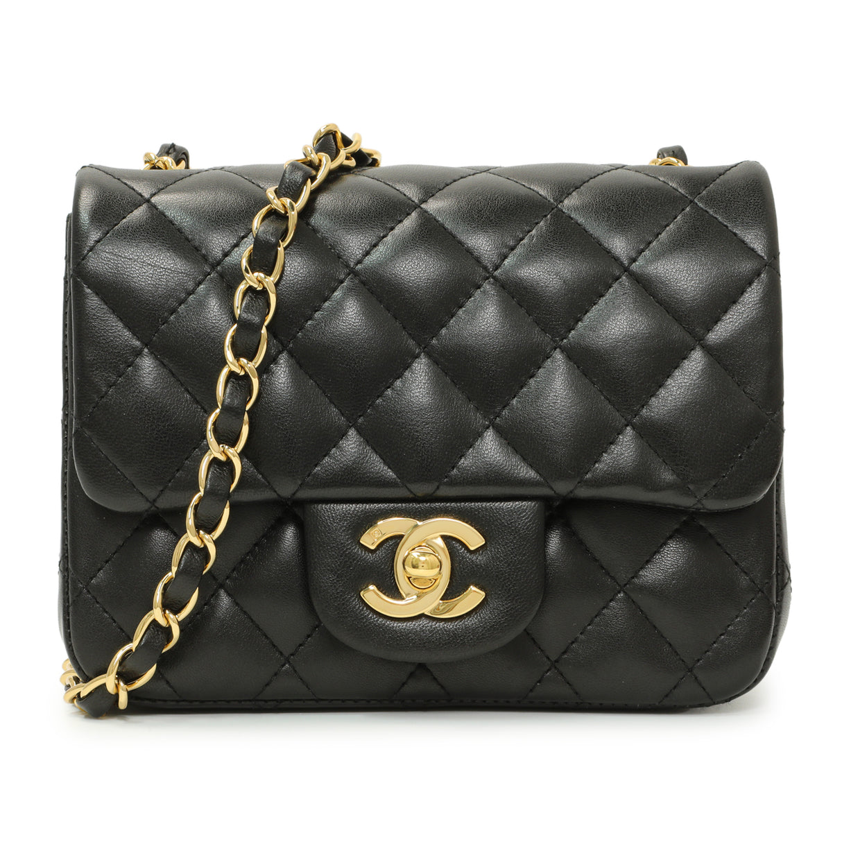 Chanel Black Quilted Lambskin Mini Square Flap Handbags Chanel