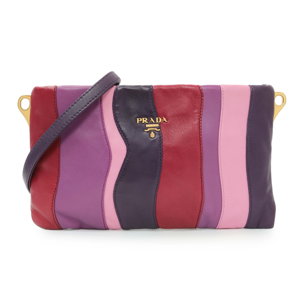 Prada Multicolor Nappa Stripes Clutch Handbags Prada