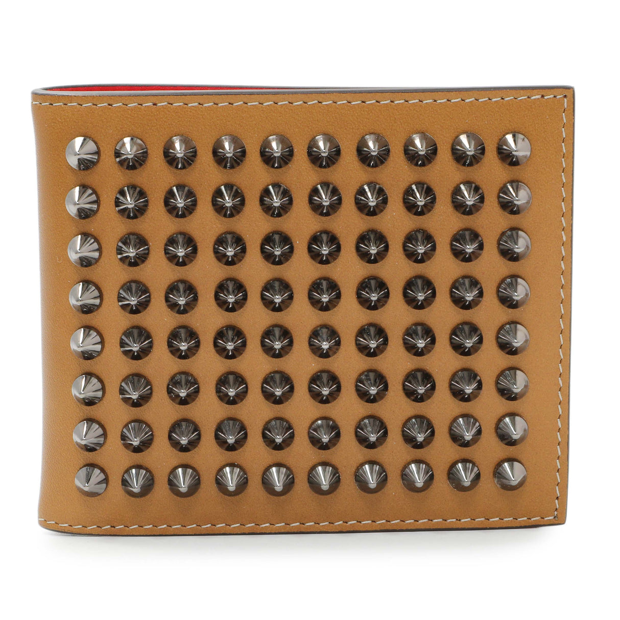 Christian Louboutin Tan Calfskin Spiked Bill Clip Wallet Accessories Christian Louboutin