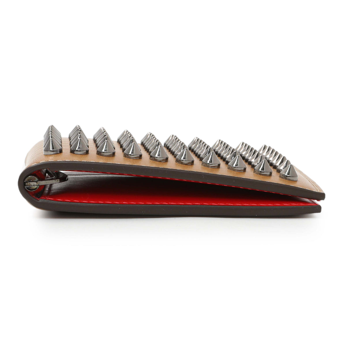 Christian Louboutin Tan Calfskin Spiked Bill Clip Wallet Accessories Christian Louboutin