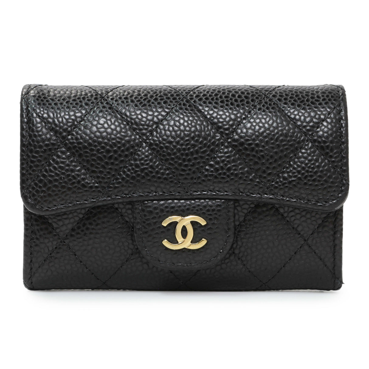 Chanel Black Caviar Quilted Flap Card Holder Wallet Accessories Chanel