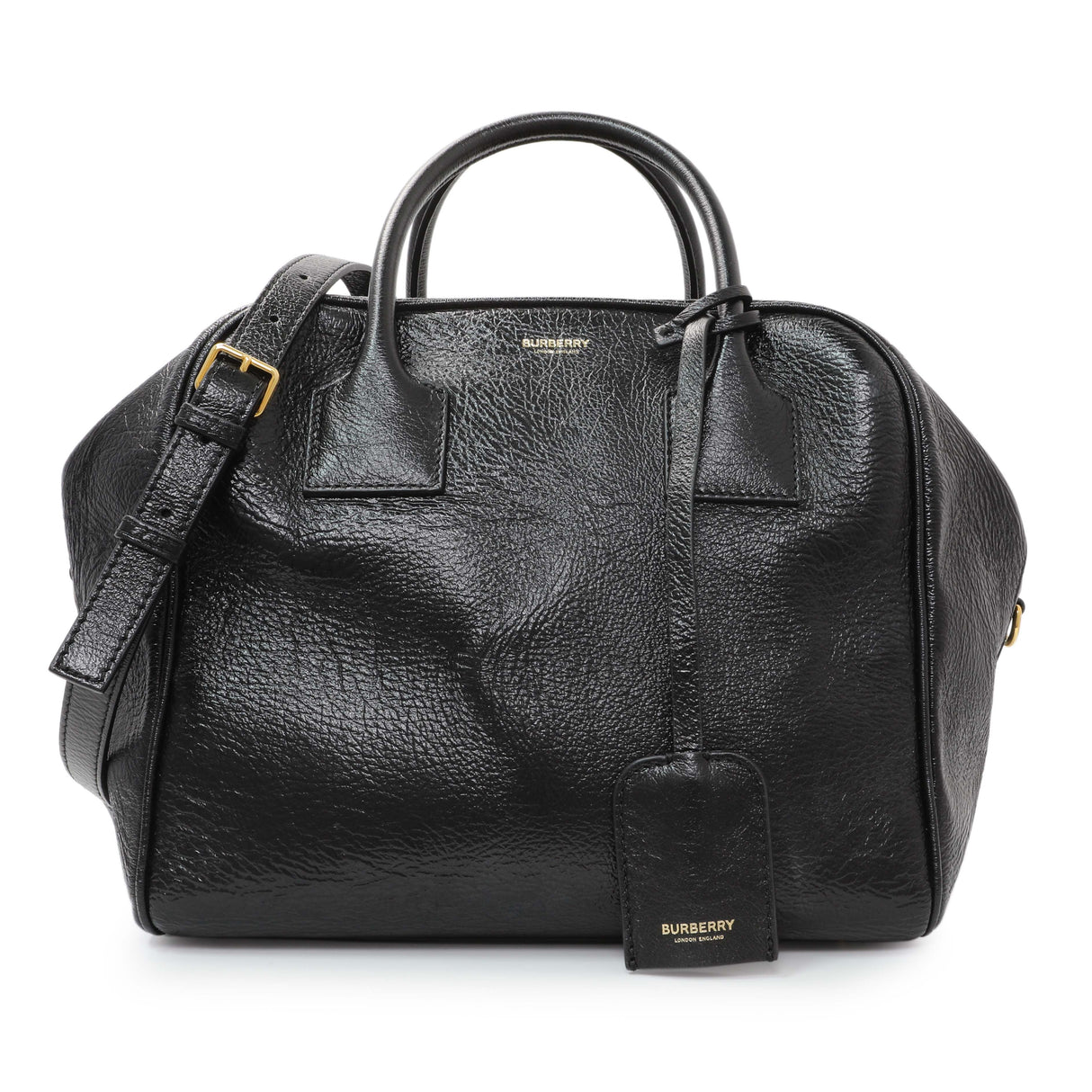 Burberry Black Patent Cube Bowling Bag Handbags Burberry