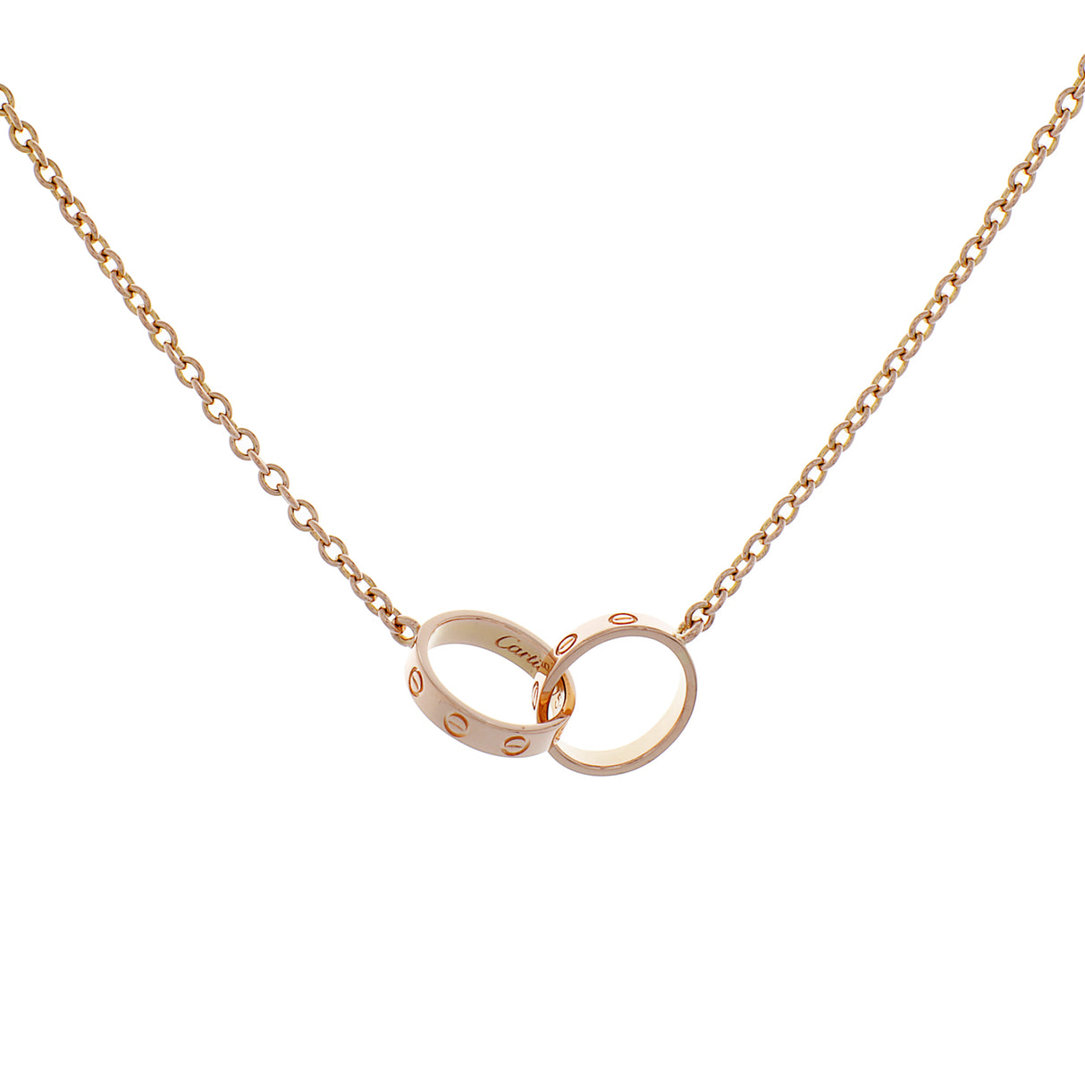 Cartier 18K Rose Gold Interlocking Love Necklace Designer Jewellery Cartier