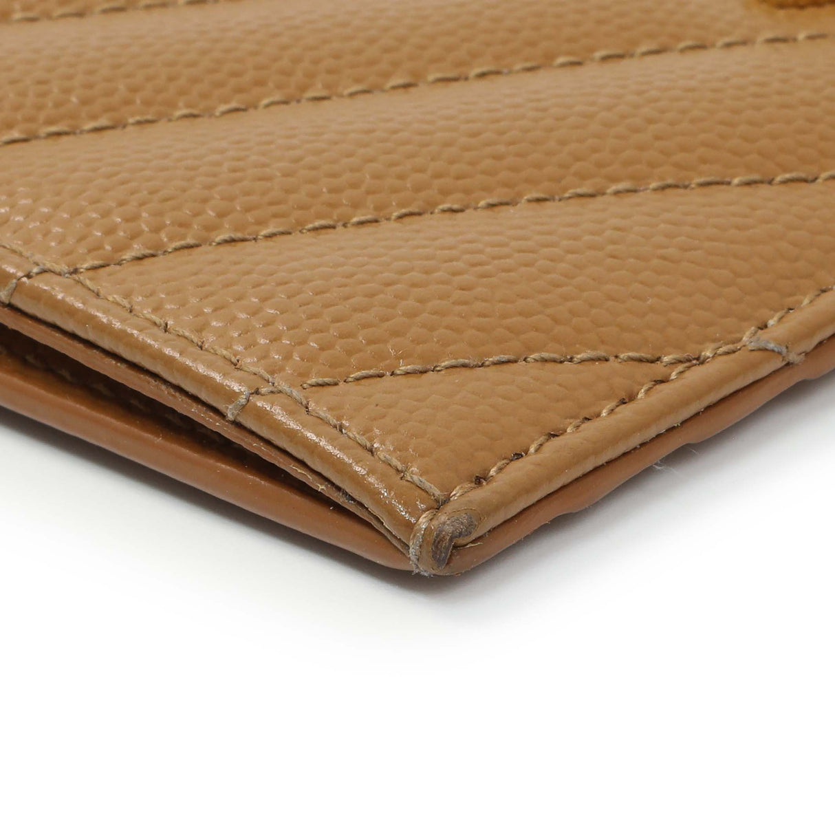 Saint Laurent Brown Grain De Poudre Matelasse Chevron Monogram Fragments Zippered Card Case Accessories Saint Laurent