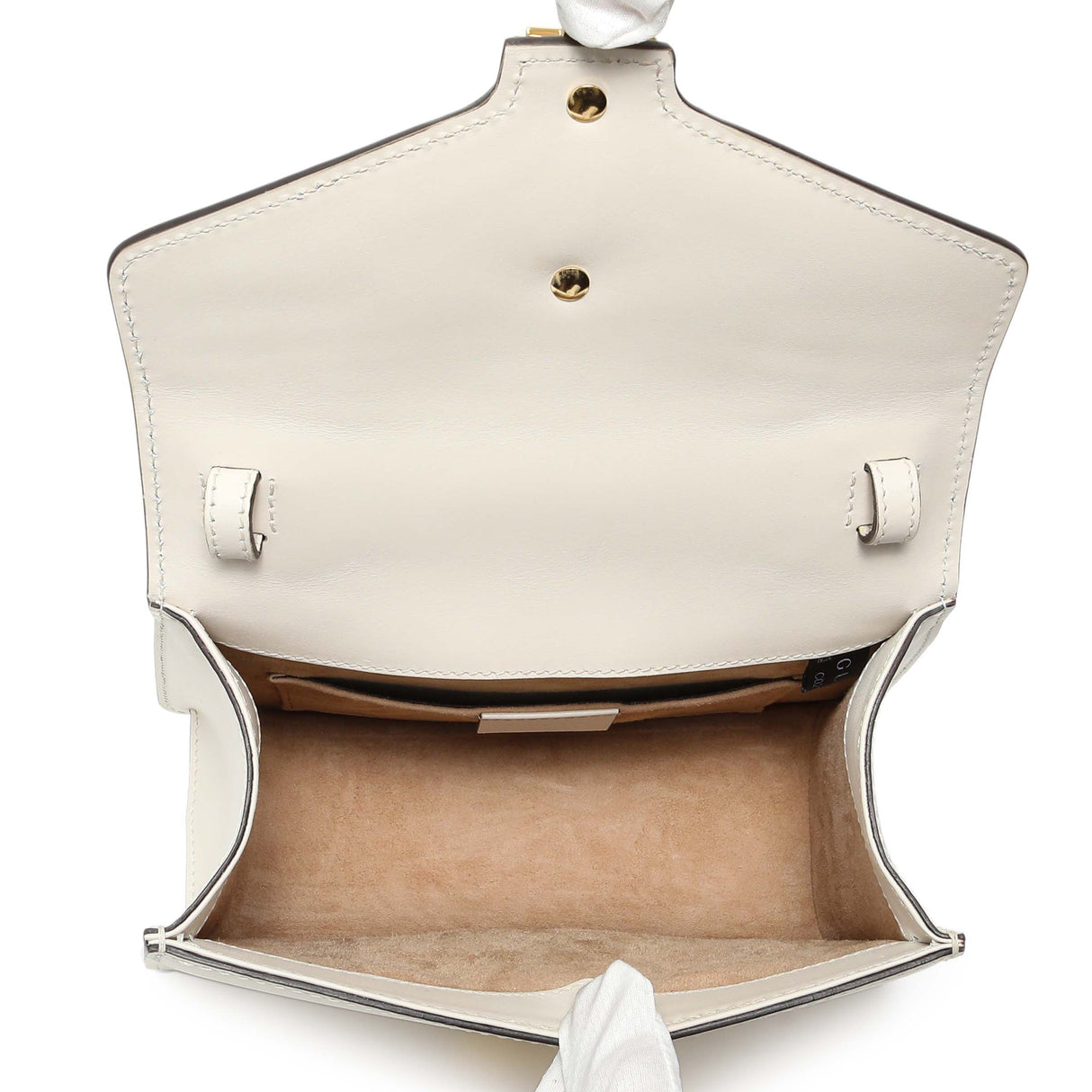 Gucci White Calfskin Mini Sylvie Top Handle Bag Handbags Gucci