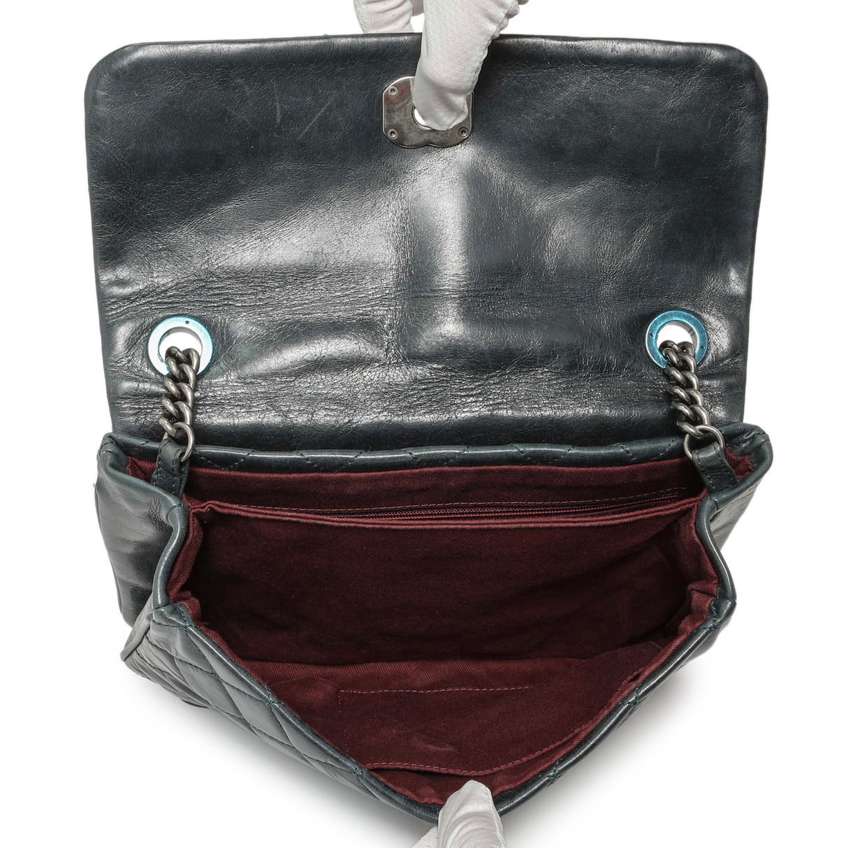 Chanel Teal Glazed Calfskin Crossbody Flap Handbags Chanel